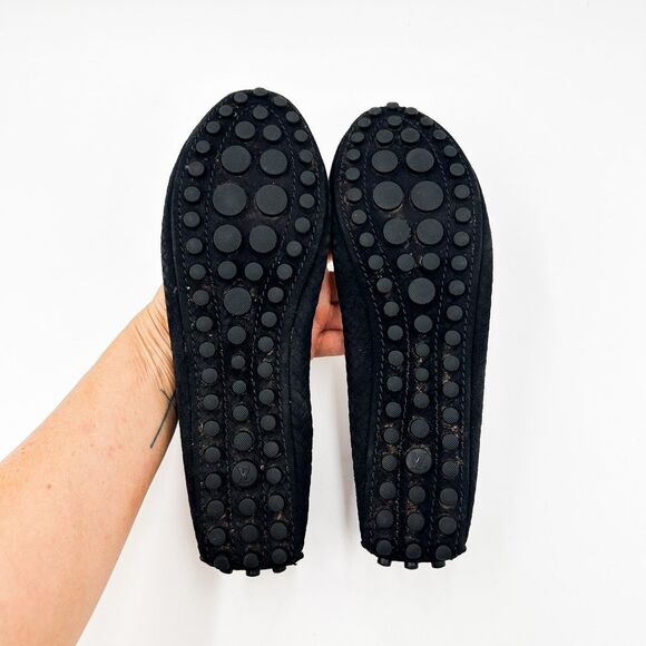 Louis Vuitton Black Leather Monogram Flats LV Size 39, 9 - Picture 11 of 13